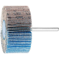 PFERD - 2-1/2" Diam x 1" Face Width, Aluminum Oxide Coated Mounted Flap Wheel - 1/4" Shank Mount, 80 Grit, 23,000 Max RPM - Apex Tool & Supply