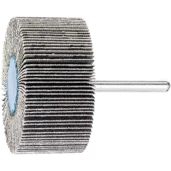 PFERD - 2" Diam x 1" Face Width, Silicon Carbide Coated Mounted Flap Wheel - 1/4" Shank Mount, 120 Grit, 23,000 Max RPM - Apex Tool & Supply