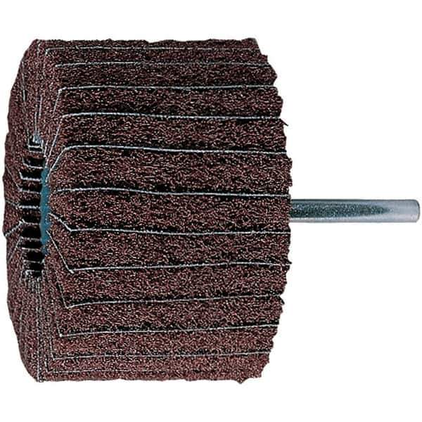 PFERD - 3" Diam x 2" Face Width, Aluminum Oxide Nonwoven Mounted Flap Wheel - 1/4" Shank Mount, 180 Grit, 7,500 Max RPM - Apex Tool & Supply