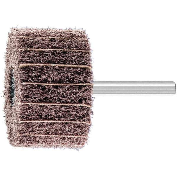 PFERD - 2" Diam x 1-1/4" Face Width, Aluminum Oxide Nonwoven Mounted Flap Wheel - 1/4" Shank Mount, 100 Grit, 12,000 Max RPM - Apex Tool & Supply