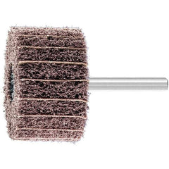 PFERD - 2" Diam x 1-1/4" Face Width, Aluminum Oxide Nonwoven Mounted Flap Wheel - 1/4" Shank Mount, 100 Grit, 12,000 Max RPM - Apex Tool & Supply
