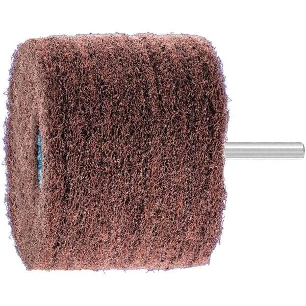 PFERD - 3" Diam x 2" Face Width, Aluminum Oxide Nonwoven Mounted Flap Wheel - 1/4" Shank Mount, 180 Grit, 7,500 Max RPM - Apex Tool & Supply