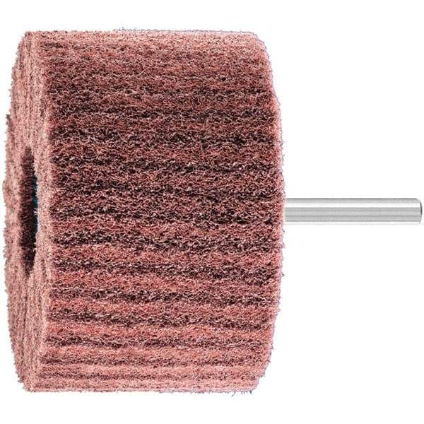 PFERD - 3" Diam x 2" Face Width, Aluminum Oxide Nonwoven Mounted Flap Wheel - 1/4" Shank Mount, 280 Grit, 7,500 Max RPM - Apex Tool & Supply