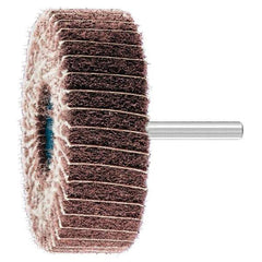 PFERD - 3" Diam x 1" Face Width, Aluminum Oxide Nonwoven Mounted Flap Wheel - 1/4" Shank Mount, 180 Grit, 7,500 Max RPM - Apex Tool & Supply