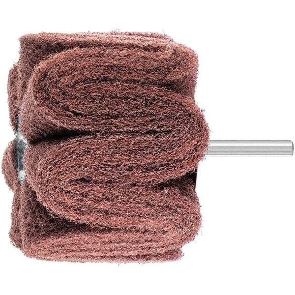 PFERD - 3" Diam x 2" Face Width, Aluminum Oxide Nonwoven Mounted Flap Wheel - 1/4" Shank Mount, 180 Grit, 7,500 Max RPM - Apex Tool & Supply
