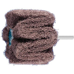 PFERD - 3" Diam x 2" Face Width, Aluminum Oxide Nonwoven Mounted Flap Wheel - 1/4" Shank Mount, 100 Grit, 7,500 Max RPM - Apex Tool & Supply