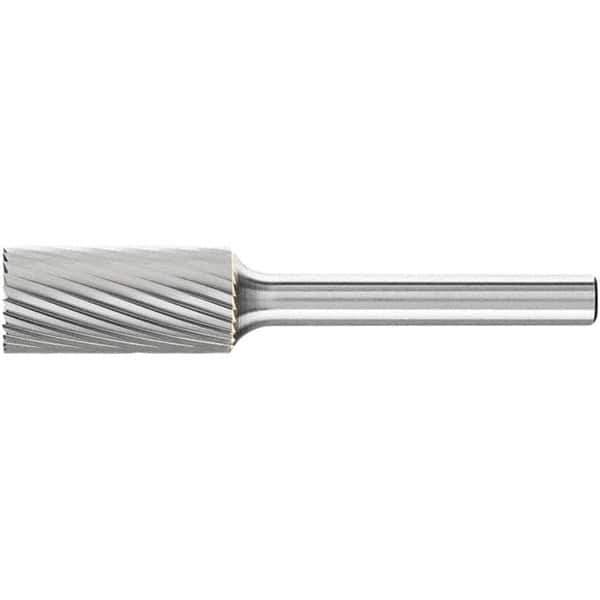 PFERD - 7/16" Cut Diam, 1/4" Shank Diam, Cylinder with End Cut Head Single Cut Burr - Tungsten Carbide, 1" LOC, 2-3/4" OAL - Apex Tool & Supply