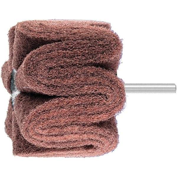 PFERD - 3" Diam x 2" Face Width, Aluminum Oxide Nonwoven Mounted Flap Wheel - 1/4" Shank Mount, 280 Grit, 7,500 Max RPM - Apex Tool & Supply