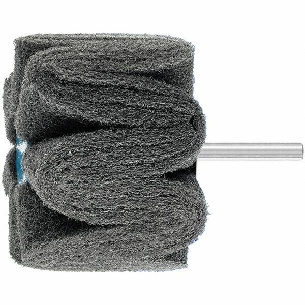 PFERD - 3" Diam x 2" Face Width, Silicon Carbide Nonwoven Mounted Flap Wheel - 1/4" Shank Mount, 180 Grit, 7,500 Max RPM - Apex Tool & Supply