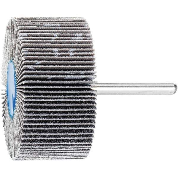 PFERD - 2" Diam x 1" Face Width, Silicon Carbide Coated Mounted Flap Wheel - 1/4" Shank Mount, 80 Grit, 23,000 Max RPM - Apex Tool & Supply