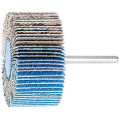 PFERD - 2-1/2" Diam x 1" Face Width, Aluminum Oxide Coated Mounted Flap Wheel - 1/4" Shank Mount, 60 Grit, 23,000 Max RPM - Apex Tool & Supply
