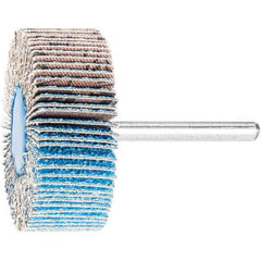 PFERD - 2" Diam x 1" Face Width, Aluminum Oxide Coated Mounted Flap Wheel - 1/4" Shank Mount, 60 Grit, 23,000 Max RPM - Apex Tool & Supply