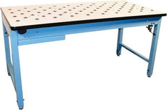 Proline - 1 Drawer, Retractable Ball Transfer Station - 800 Lb Capacity, ESD Laminate Top, Light Blue, 60" Wide x 36" High x 30" Long - Apex Tool & Supply