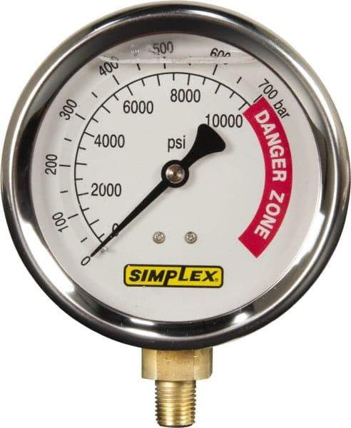 TK Simplex - Hydraulic Pressure Gages & Adapters Type: Liquid-Filled Gauge Pressure Rating: 0 - 10000 - Apex Tool & Supply