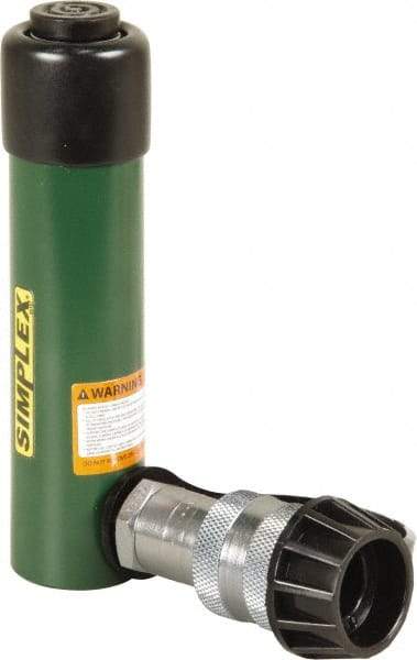 TK Simplex - 3-1/8" Stroke, 5 Ton Portable Hydraulic Single Acting Cylinder - 0.99 Sq In Effective Area, 2.98 Cu In Oil Capacity, 6.52 to 9.65" High, 1" Cyl Bore Diam, 1-1/8" Plunger Diam, 10,000 Max psi - Apex Tool & Supply