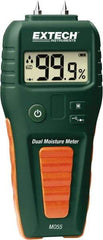 Extech - 32 to 122°F Operating Temp, Moisture Meter - LCD Display, Includes (2) Pins, Protective Cap, 9V Battery - Apex Tool & Supply