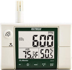 Extech - Visual, Audible Alarm, LCD Display, Indoor Air Quality Monitor - Monitors Carbon Dioxide - Apex Tool & Supply