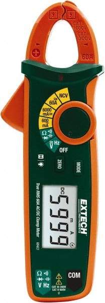 Extech - MA63, CAT III, Digital True RMS Clamp Meter with 0.7" Clamp On Jaws - 600 VAC/VDC, 60 AC/DC Amps, Measures Voltage, Capacitance, Continuity, Current, Frequency, Resistance - Apex Tool & Supply