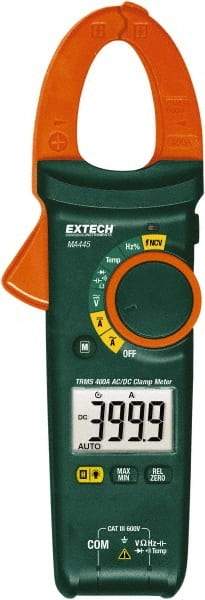 Extech - MA445, CAT III, Digital True RMS Auto Ranging Clamp Meter with Clamp On Jaws - 600 VAC/VDC, 400 AC/DC Amps, Measures Voltage, Capacitance, Continuity, Current, Frequency, Resistance, Temperature - Apex Tool & Supply