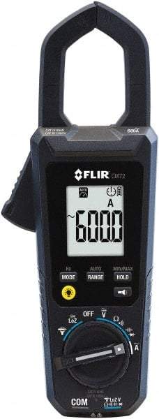 FLIR - CM72, CAT IV, Digital True RMS Auto Ranging Clamp Meter with 1.38" Clamp On Jaws - 600 VAC/VDC, 600 AC Amps, Measures Voltage, Capacitance, Continuity, Current, Frequency, Resistance - Apex Tool & Supply