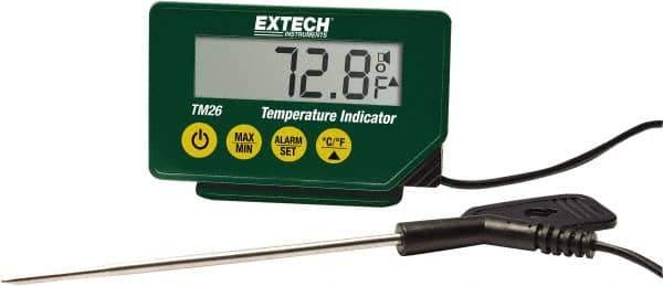 Extech - -40 to 392°F Waterproof Digital Thermometer - LCD Display, Stainless Steel Probe Sensor, CR-2032 Power - Apex Tool & Supply