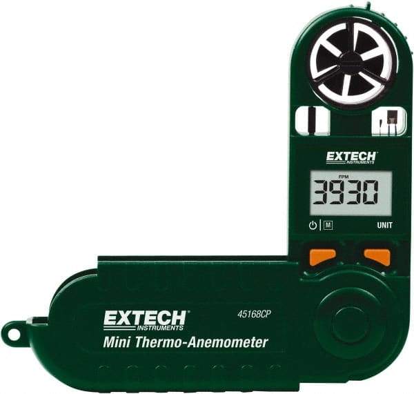 Extech - Airflow Meters & Thermo-Anemometers Type: Thermo-Anemometer Maximum Air Velocity ft/min (Feet): 3937 - Apex Tool & Supply