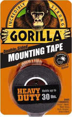 Gorilla Tape - 1" x 60" Acrylic Adhesive Double Sided Tape - 43 mil Thick, Black, Polyethylene Film Liner, Continuous Roll - Apex Tool & Supply