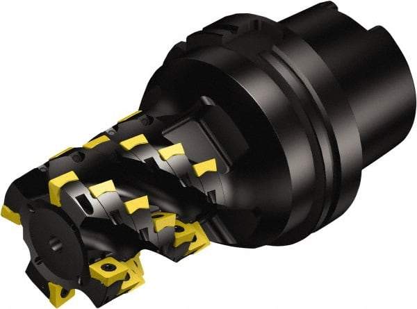 Sandvik Coromant - 4 Inserts, 3" Cut Diam, 3-15/16" Arbor Diam, 4.1339" Max Depth of Cut, Indexable Square-Shoulder Face Mill - 90° Lead Angle, 7.0866" High, 690-100508M-E-SL & 690-100510M-P-SL Insert Compatibility, Through Coolant, Series CoroMill 690 - Apex Tool & Supply