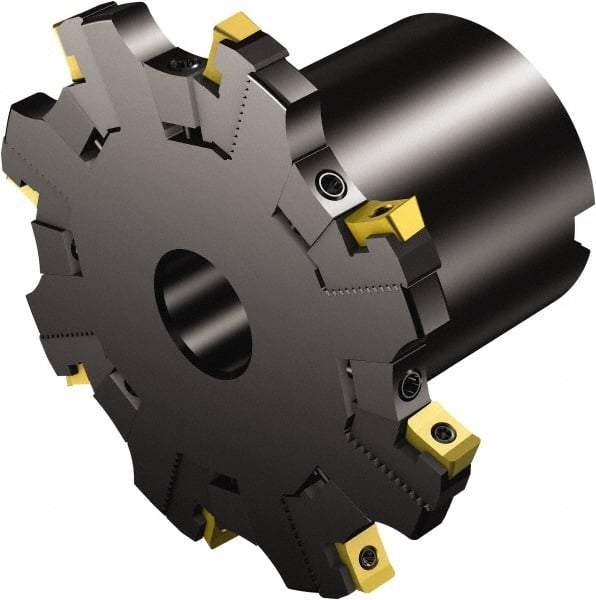 Sandvik Coromant - Arbor Hole Connection, 2.067" Depth of Cut, 8" Cutter Diam, 1-1/2" Hole Diam, 12 Tooth Indexable Slotting Cutter - 1-1/2" Shank Diam, R331.52 Toolholder, Rxx..L Insert, Right Hand Cutting Direction - Apex Tool & Supply