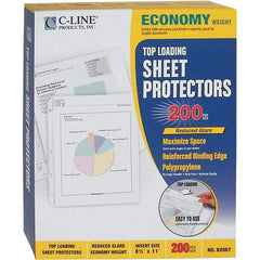 C-LINE - 200 Piece Clear Sheet Protectors-Ring Binder - 11" High x 8-1/2" Wide - Apex Tool & Supply