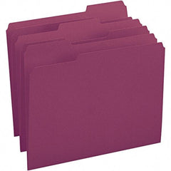 SMEAD - 11-5/8 x 9-1/2", Letter Size, Maroon, File Folders with Top Tab - 11 Point Stock, Assorted Tab Cut Location - Apex Tool & Supply