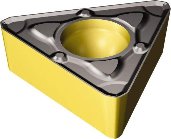 Sandvik Coromant - TCMX32.52 WM Grade 3210 Carbide Turning Insert - TiCN/Al2O3/TiN Finish, 60° Triangle, 3/8" Inscr Circle, 5/32" Thick, 1/32" Corner Radius - Apex Tool & Supply