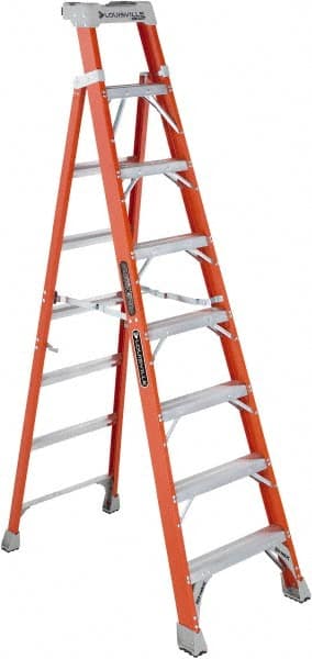 Louisville - 7 Steps, 8' High, Type IA Rating, Fiberglass Step Ladder - Apex Tool & Supply