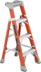 Louisville - 3 Steps, 4' High, Type IA Rating, Fiberglass Step Ladder - 300 Lb Capacity, 20-1/4" Base Width - Apex Tool & Supply