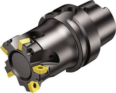 Sandvik Coromant - 8 Inserts, 80mm Cut Diam, 63mm Arbor Diam, 5.5mm Max Depth of Cut, Indexable Square-Shoulder Face Mill - 102mm High, 490R-08T308 Insert Compatibility, Through Coolant, Series CoroMill 490 - Apex Tool & Supply