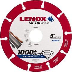Lenox - 5" 40/50 Grit Diamond Cutoff Wheel - 0.05" Thick, 7/8" Arbor, 12,200 Max RPM, Use with Angle Grinders - Apex Tool & Supply