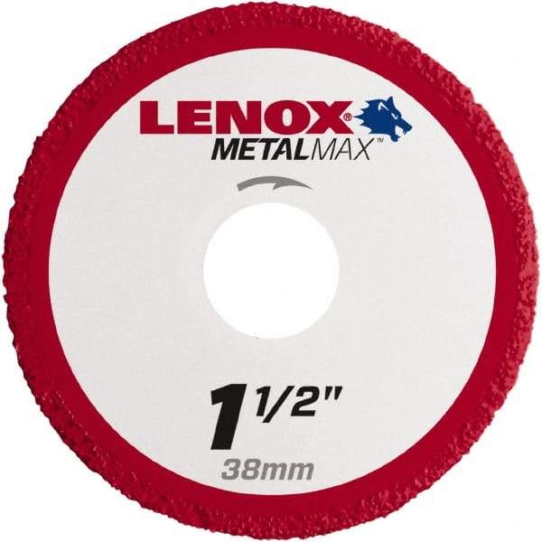 Lenox - 1-1/2" 40/50 Grit Diamond Cutoff Wheel - 0.05" Thick, 3/8" Arbor, 40,200 Max RPM, Use with Die Grinders - Apex Tool & Supply