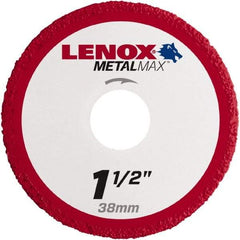 Lenox - 1-1/2" 40/50 Grit Diamond Cutoff Wheel - 0.05" Thick, 3/8" Arbor, 40,200 Max RPM, Use with Die Grinders - Apex Tool & Supply