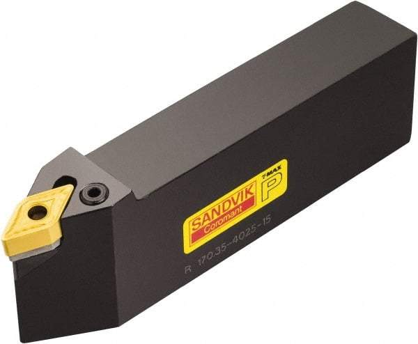 Sandvik Coromant - R/L170.35, Right Hand Cut, -3° Lead Angle, 40mm Shank Height x 25mm Shank Width, Negative Rake Indexable Turning Toolholder - 145mm OAL, DNMG 15 06 08, DNMG 442 Insert Compatibility, Series T-Max P - Apex Tool & Supply