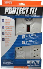 Tripp-Lite - 8 Outlets, 120 Volts, 15 Amps, 8' Cord, Power Outlet Strip - Free Hanging, Keyhole Mount, 5-15P NEMA Configuration, 9.55" Strip, UL1449 3rd Edition - Apex Tool & Supply