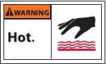 NMC - Accident Prevention Label, Header: WARNING - Legend: Warning - Hot, English, Black & Orange, 5" Long x 3" High, Sign Muscle Finish - Apex Tool & Supply