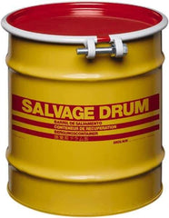 Made in USA - 10 Gallon Cylindrical Carbon Steel Open Head Drum - 17" High x 14" Diam - Apex Tool & Supply