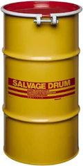 Made in USA - 16 Gallon Cylindrical Carbon Steel Open Head Drum - 27" High x 14" Diam - Apex Tool & Supply
