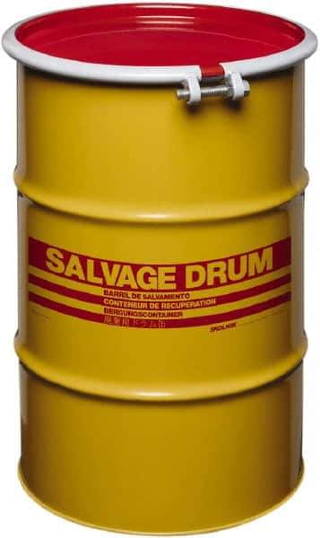 Made in USA - 30 Gallon Cylindrical Carbon Steel Open Head Drum - 27-1/2" High x 18-1/4" Diam - Apex Tool & Supply