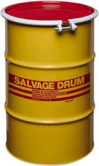 Made in USA - 30 Gallon Cylindrical Carbon Steel Open Head Drum - 27-1/2" High x 18-1/4" Diam - Apex Tool & Supply
