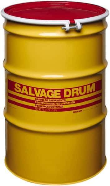 Made in USA - 55 Gallon Cylindrical Carbon Steel Open Head Drum - 33" High x 22-1/2" Diam - Apex Tool & Supply