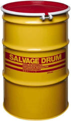 Made in USA - 55 Gallon Cylindrical Carbon Steel Open Head Drum - 33" High x 22-1/2" Diam - Apex Tool & Supply