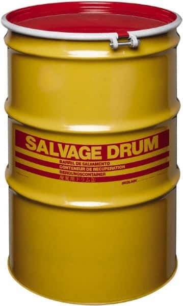 Made in USA - 85 Gallon Cylindrical Carbon Steel Open Head Drum - 37" High x 26" Diam - Apex Tool & Supply