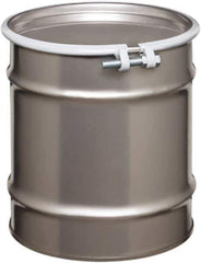 Made in USA - 10 Gallon Cylindrical Stainless Steel Open Head Drum - 17" High x 14" Diam - Apex Tool & Supply