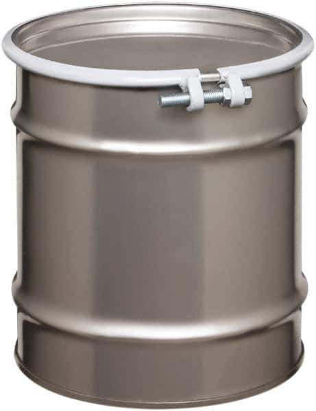 Made in USA - 20 Gallon Cylindrical Stainless Steel Open Head Drum - 19-1/4" High x 18-1/4" Diam - Apex Tool & Supply